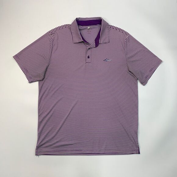 Greg Norman Polo Shirt Mens XL Mulberry Purple White PlayDry Striped Golf - Picture 2 of 10